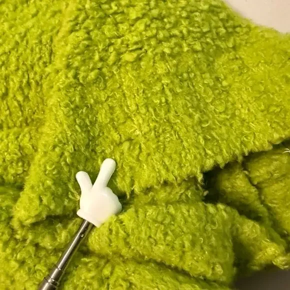 Free People Oversized Sweater Wool Blend Teddy Tunic Green Size XL Preppy Boho - Picture 9 of 9